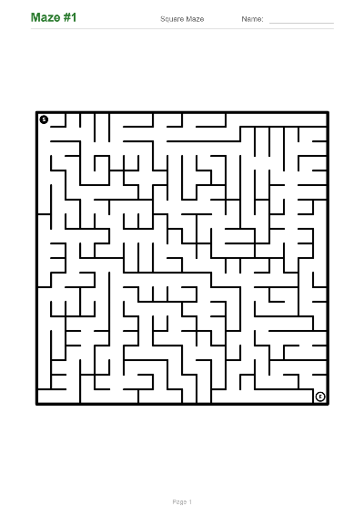 Square Maze Challenge Set 1 sample page