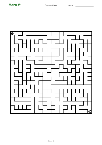 Square Maze Challenge Set 2 sample page