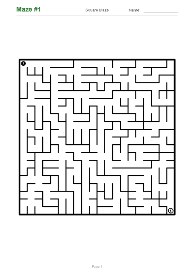 Square Maze Challenge Set 3 sample page