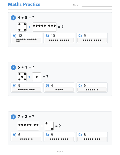 Maths Addition 1–10 Sample cover