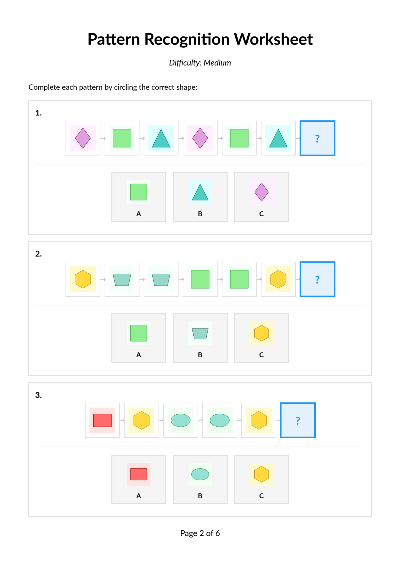 Pattern Worksheet Medium Sample cover